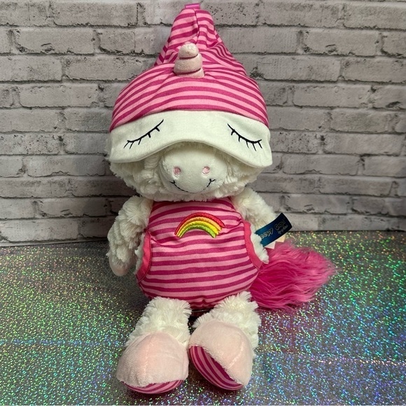 Unicorn Sleepy Caps Plush Fyala Stuffed Unicorn Plush Pink & White Rainbow - Picture 2 of 11